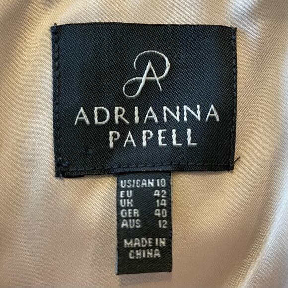 ADRIANNA PAPELL LACE BOHO OVERLAY STRAPELESS COCKTAIL DRESS CREAM - 10 - Picture 5 of 7